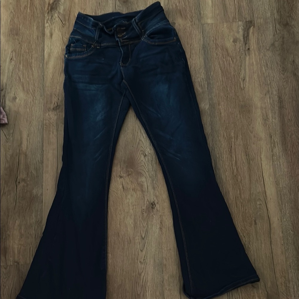 BAMBOO Blue Flare Wide Leg Jeans